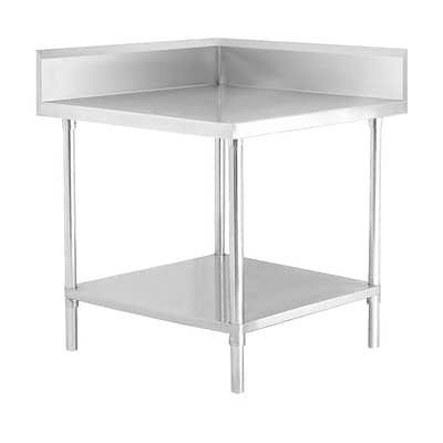 FED WBCB6-0600/A Stainless Steel Corner Workbench with 150mm Splashback & Adjustable Undershelf – 600x600mm