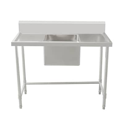 Kitchen Knock Stainless Steel Single Sink Bench with Leg Brace – 2100mm