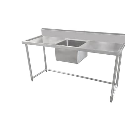 Kitchen Knock 1500x600mm Single Sink Bench with Centre Sink, Splashback & Leg Brace