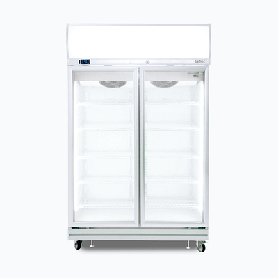 Bromic GD1000LF 976L Upright Double Glass Door Display Fridge with LED Lightbox