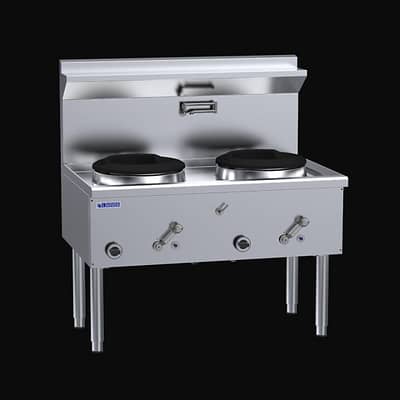 Luus WZ-2C Australian-Made Waterless Wok with 2 High-Efficiency Chimney Burners / Duckbill (WZ-2C)