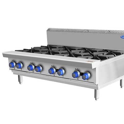 CookRite 8-Burner Open Gas Cooktop NG with Stainless Steel Construction