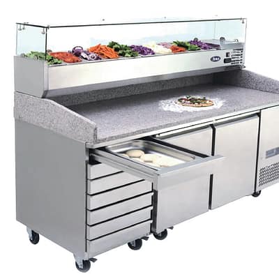 Atosa EPF3480 Two-Door Pizza Table Fridge with Drawers – 2010mm