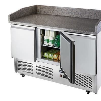 Atosa ESL3852 3-Door Pizza Table Fridge with Marble Top