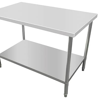 Kitchen Knock Flat Stainless Steel Work Bench with Timber Layer 600x600mm