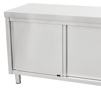 Kitchen Knock 424530 1200mm Stainless Steel Sliding Door Cabinet – HACCP Approved Workbench for Food Prep