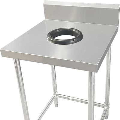 Kitchen Knock Stainless Steel Bench with Integrated Bin Hole