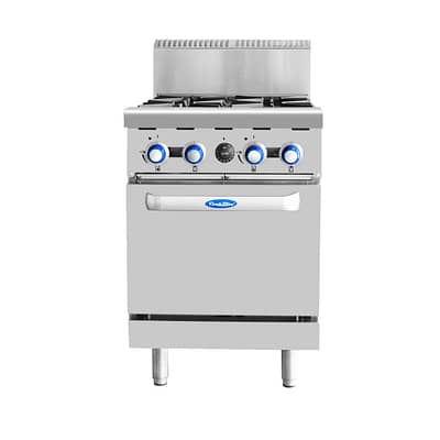 Cookrite Commercial Gas Cooktop - 4 Burners with Oven LPG AT80G4B-O-LPG