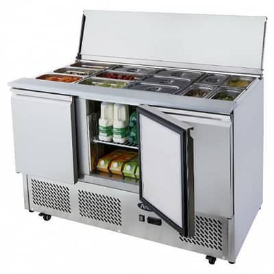 Atosa ESL3850 3-Door Sliding Lid Saladette Fridge with Stainless Steel Top - 1365mm