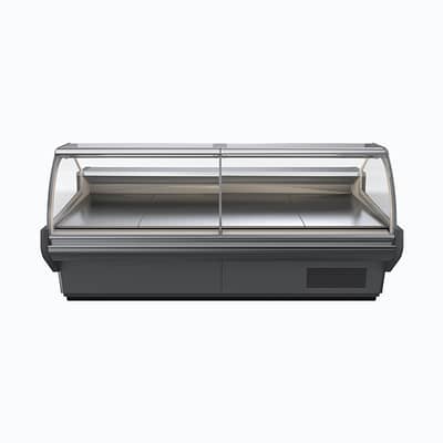 Bromic DD1875CG-NR Curved Glass Deli Display with 527L Capacity and Rear Storage – Ideal for Supermarkets & Delis