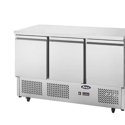 Atosa ESL3851 saladette fridge with stainless steel top and 3 doors