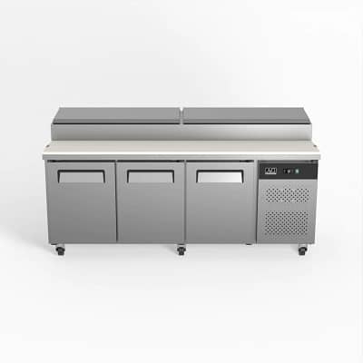 AG SH3000-800 3 Door Salad Prep Bar Fridge with 1/3 GN trays x 10