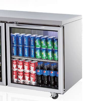 Turbo Air KGR15-2 (600) Compact Undercounter Glass Door Refrigerator – 1500mm Wide