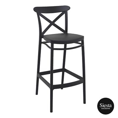 Commercial Grade Black Cross Barstool 75 - Heavy Duty Bar Stool by Siesta, Turkey