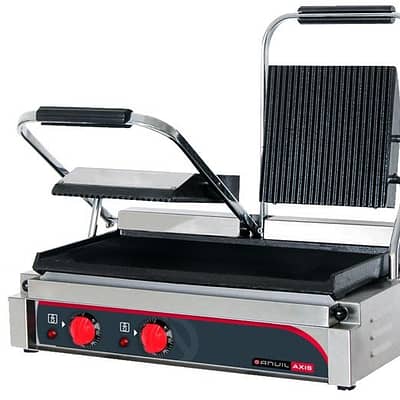 Anvil TSS3000 Double Ribbed Top and Flat Bottom Panini Press with 480mm x 225mm Cooking Surface