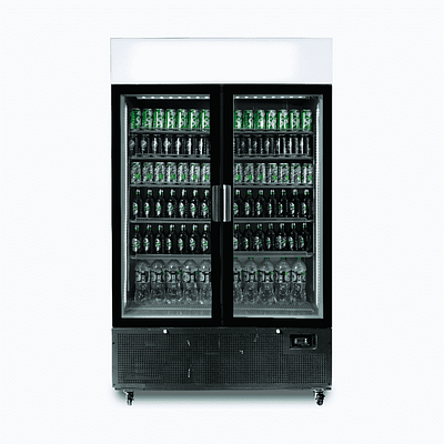 Bromic GM1100LB-NR 1082L Black Upright Display Fridge with Double Glass Doors and Lightbox
