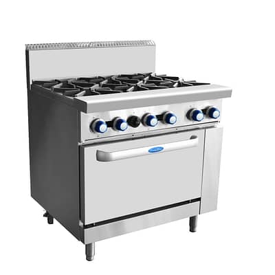 Cookrite AT80G6B-O 6-Burner Gas Cooktop with Oven – Robust Design for Commercial Kitchens