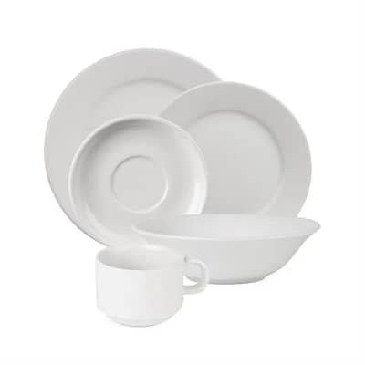 24-piece commercial tableware set with durable porcelain plates