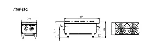 CookRite 2-Burner NG/LPG Commercial Cooktop – ATHP-12-2 - Image 2