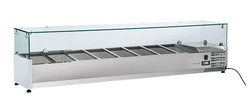 Anvil VRX1800 Glass Canopy Ingredient Unit with 8 GN Pan Capacity for Prep Benches