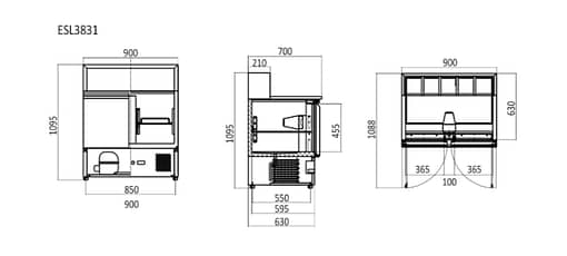 Atosa ESL3801 900mm 2-Door Saladette Fridge