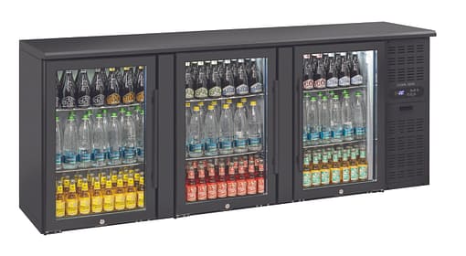 Anvil BBZ0300 Three Door Glass Backbar Fridge – 500L Black | Commercial - Image 3