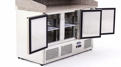 Atosa ESL3852 3-Door Pizza Prep Fridge – 1365mm Marble Top - Image 3