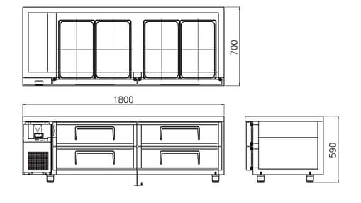 Turbo Air Chef Base TCB18-4-N – 4-Drawer Commercial Refrigerated Chef Base - Image 2