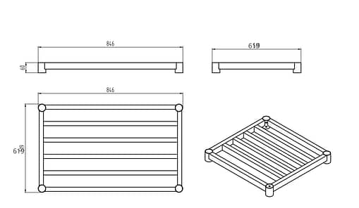 KK Square Pipe - 900x700x0.8mm Stainless Steel Work Bench Undershelf 631136 - Image 2