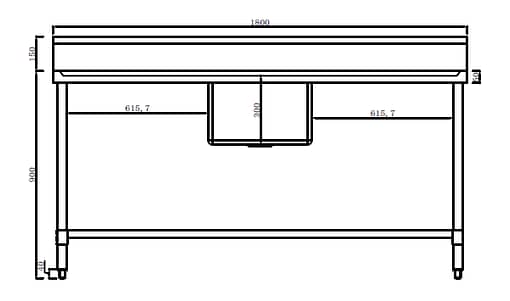 Kitchen Knock 419938 Stainless Steel Single Sink Bench – Centre Bowl, Leg Brace, 1800mm - Image 2