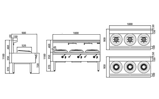 JASPER JA-3DB-N Triple Wok Range | Duckbill Burner NG - Image 2