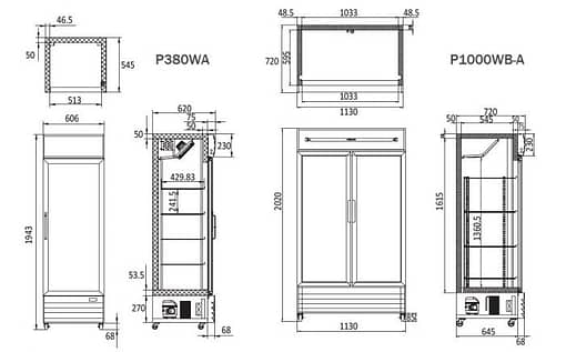 Atosa P1000WB-A Dual Glass Door Commercial Refrigerator - 1000L Bottom-Mounted Design - Image 2