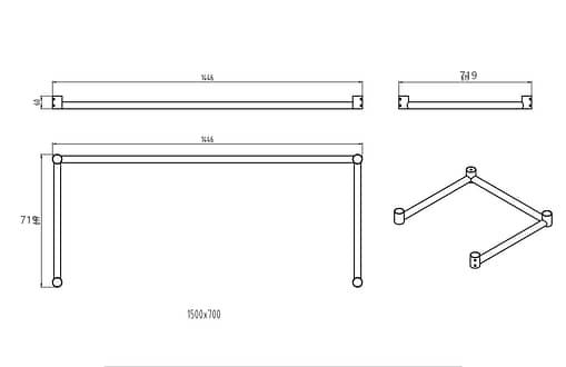Kitchen Knock 1500x800 Workbench Leg Brace - Model 631608 - Image 2