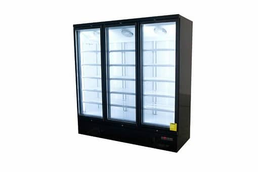 Saltas NDA2875 Triple Door Glass Freezer with 1260L Capacity – Ideal for Supermarkets & Commercial Kitchens