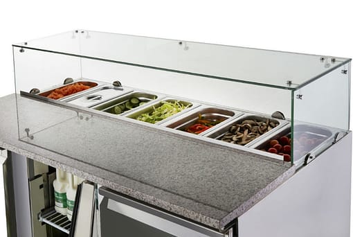 Atosa ESL3864 3-Door Pizza Saladette Fridge with Marble Top – 380L - Image 4