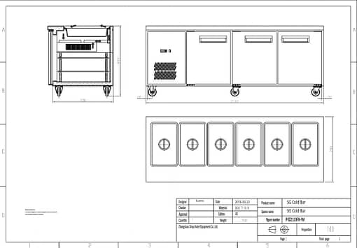 Thermaster PG210FA-B Three Door Bench Station - Holds 6× 1/1 GN Pans - Image 2