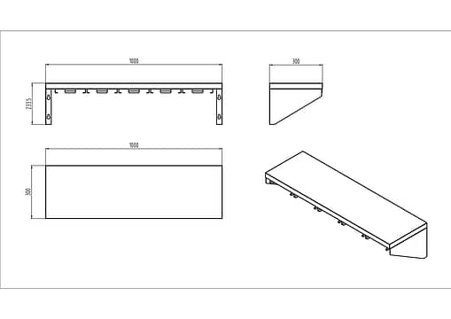 KK 1/6 GN Pan Rack - 1200x300mm Single Wall Shelf 620352 - Image 2