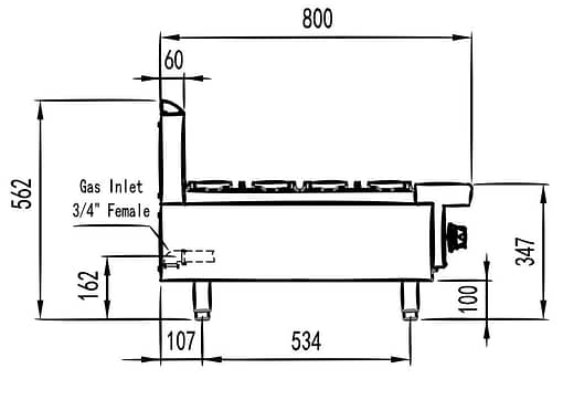 CookRite AT80G4B-C-LPG 800 Series Open 4 Burner Cooktop - Image 3