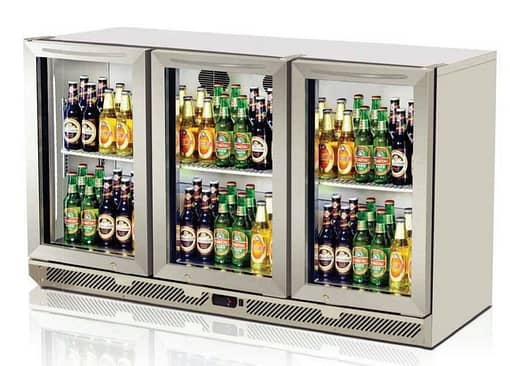 Turbo Air TB13-8H-SWS 190L compact back bar refrigerator with dual swing doors.