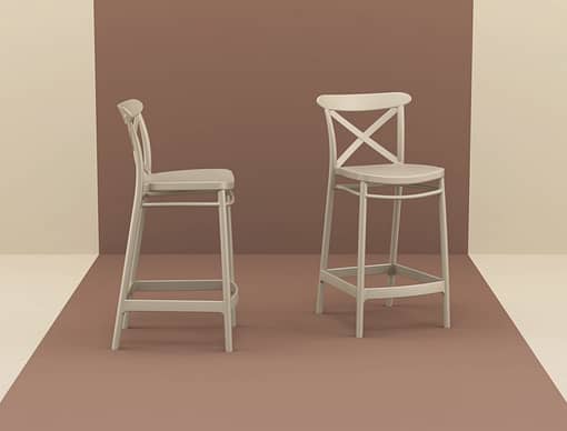 Commercial Grade White Cross Barstool 65 - Heavy Duty Bar Stool by Siesta, Turkey - Image 7