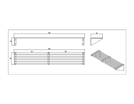 KitchenKnock Stainless Steel Wall Shelf - Square Tube Frame - 1800x300x200mm - Image 2