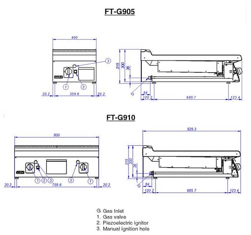 Fagor 900 series natural gas chrome 1 zone fry top FTG-C9-05L (FTG-C9-05L) - Image 2
