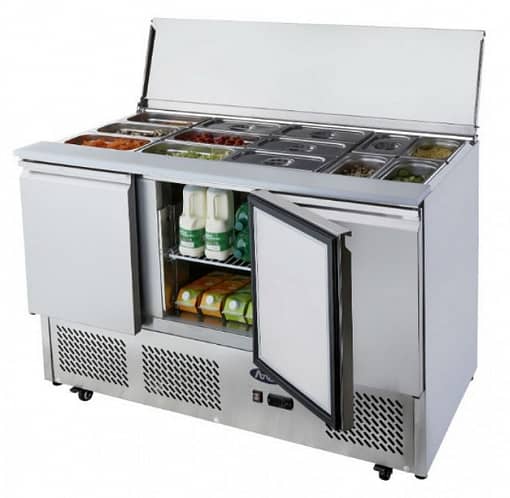 Atosa ESL3850 3-Door Sliding Lid Saladette Fridge with Stainless Steel Top - 1365mm