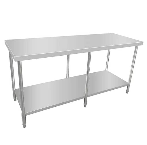 Kitchen Knock Stainless Steel Work Bench with Timber Layer Flat 2100x700mm