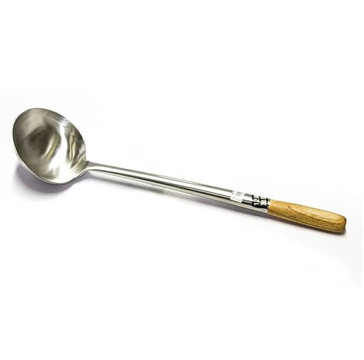 Kitchen Knock Chinese Style Stainless Steel Ladle with Wooden Handle 072926 - Pack of 2
