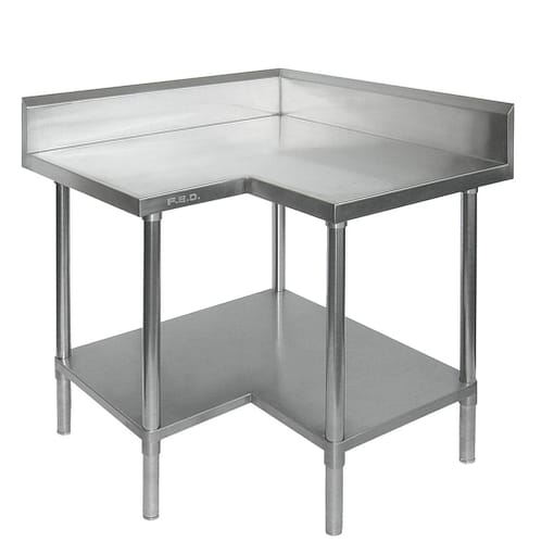 Stainless Steel Corner Workbench with Splashback - FED Modular Systems Economic