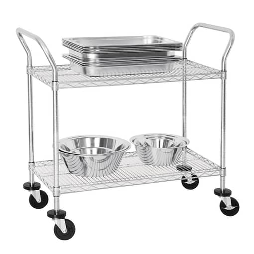 Vogue 2 tier Chrome Wire Trolley - 910x457x960mm - Image 2