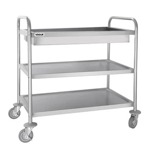 Vogue Deep Tray Clearing Trolley 3 Tier St/St - 940x855x535mm