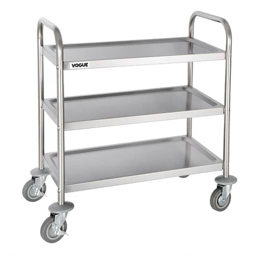 Vogue 3 Tier Flat Pack Trolley St/St - 825x710x405mm - Image 2
