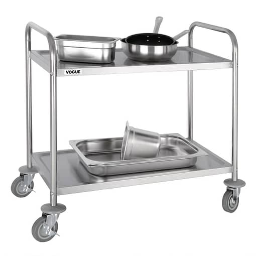 Vogue 2 Tier Flat Pack Trolley St/St - 810Lx455Wx855mmH - Image 2